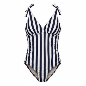 A Pea in the Pod Maternity One Piece Swimsuit Striped Tie Strap Small